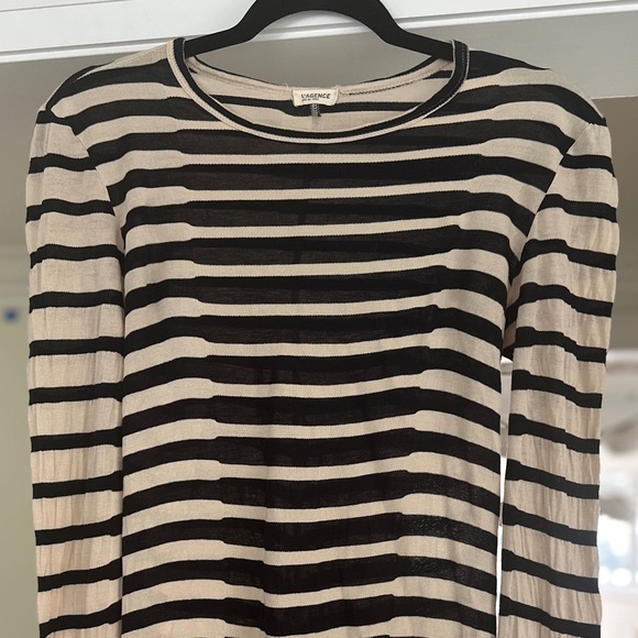 L'AGENCE Optical Illusion Longsleeve Top - Black and Ivory, Size M - Picture 4 of 9